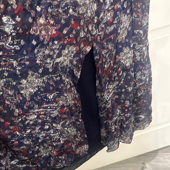 IRO SILK  Metalic Skage Ruffle-Trim Midi Dress Sz M - Picture 7 of 10